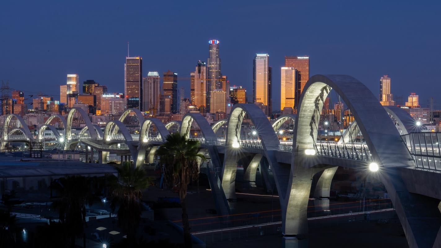 los angeles skyline viaduct.